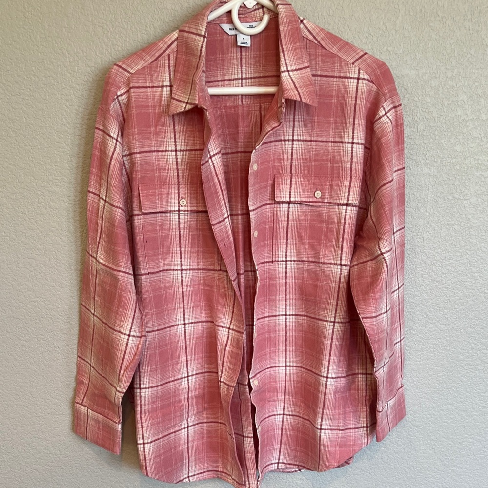 Old Navy Pink Plaid Button Down Shirt
